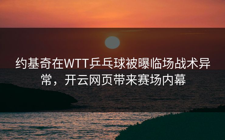 约基奇在WTT乒乓球被曝临场战术异常，开云网页带来赛场内幕